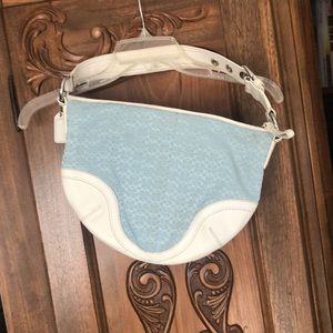 Authentic Coach Purse, Pastel Blue and White